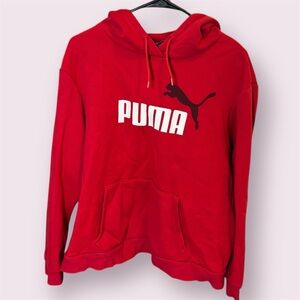 Puma Women’s 1X Red Logo Pullover Hoodie Sweatshirt